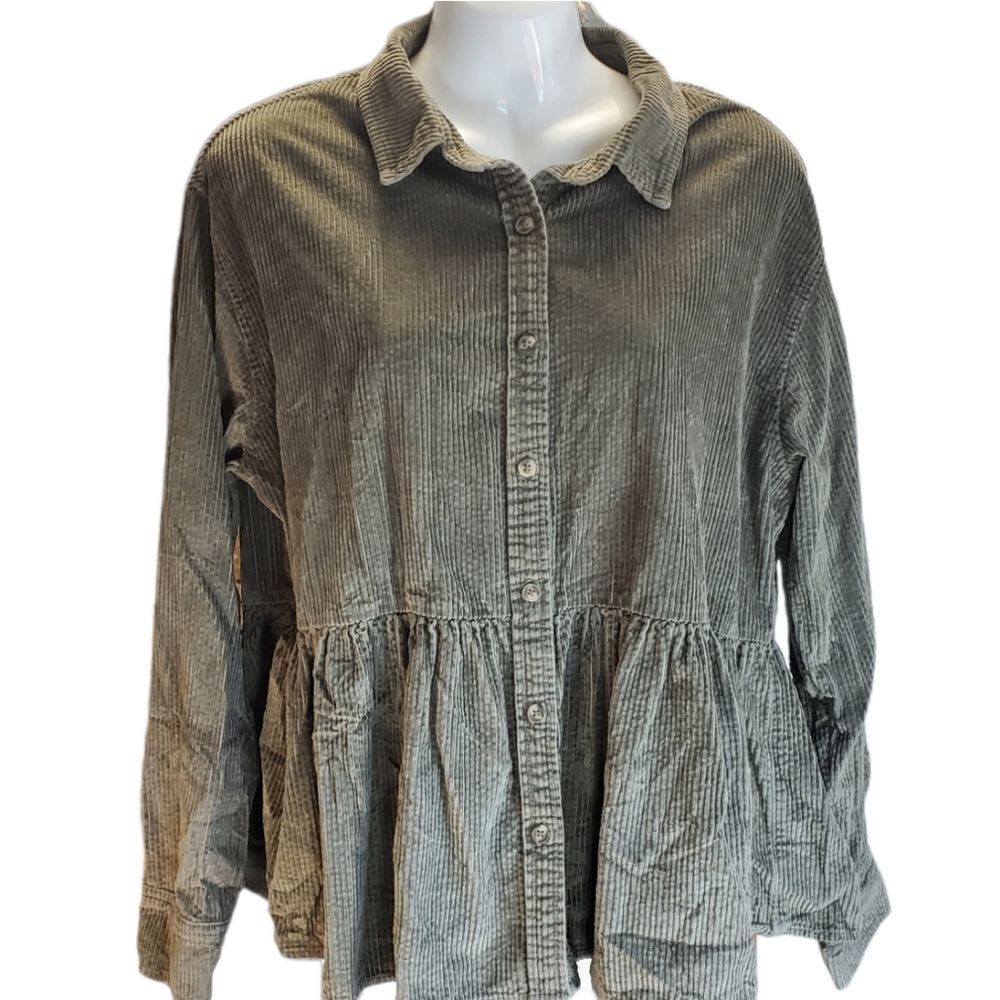 AMERICAN EAGLE corduroy peplum shacket top S